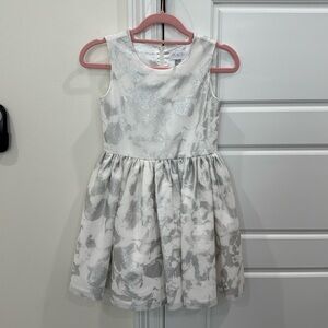 Girls Formal Party Dress Wedding Holiday Dance White & Silver, size 8